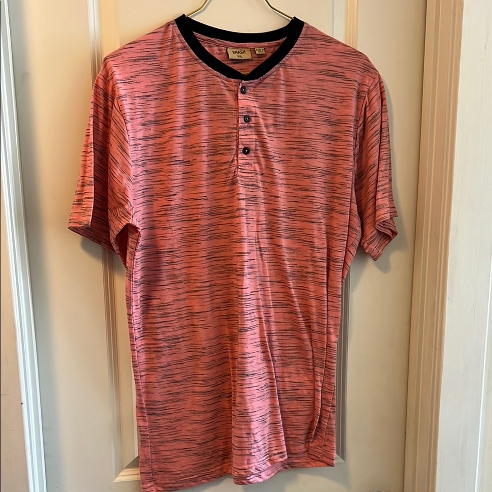 Chaps Pink Striped Henley Shirt
